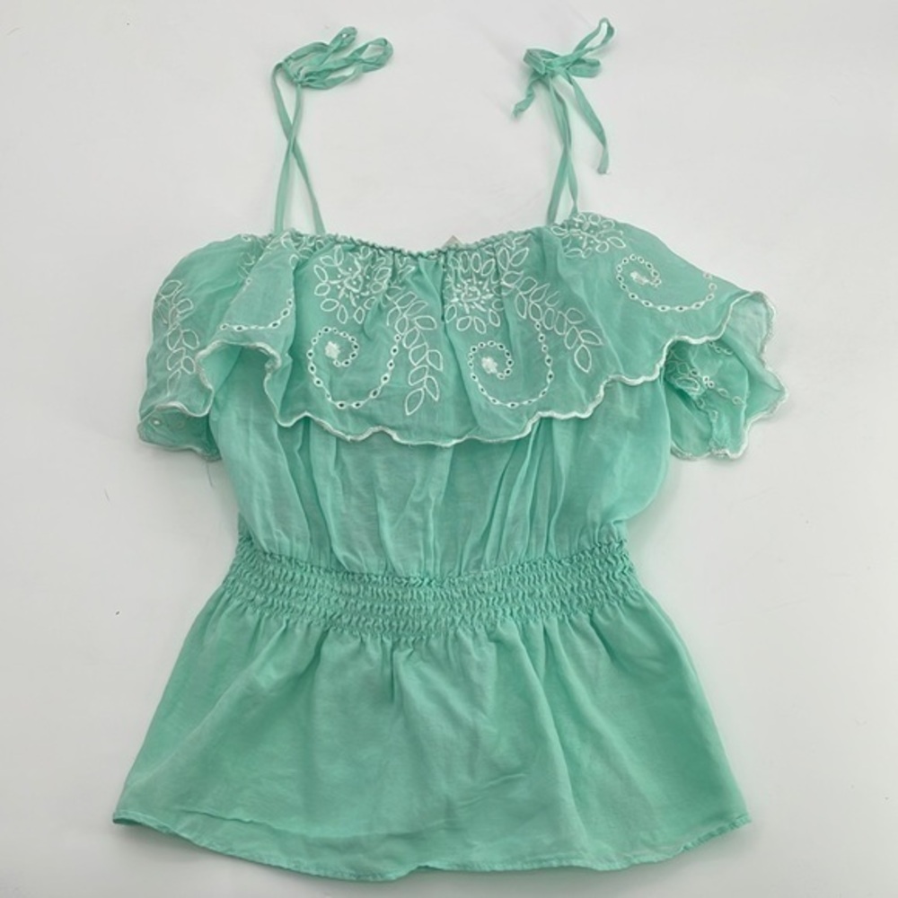 UEC guess mint green peplum spaghetti strap tank XS